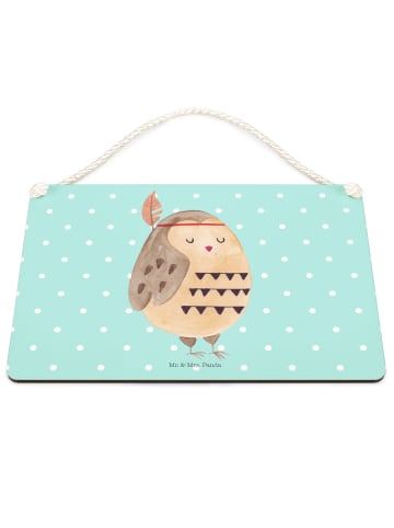 Mr. & Mrs. Panda Schild Eule Federschmuck ohne Spruch in Türkis Pastell