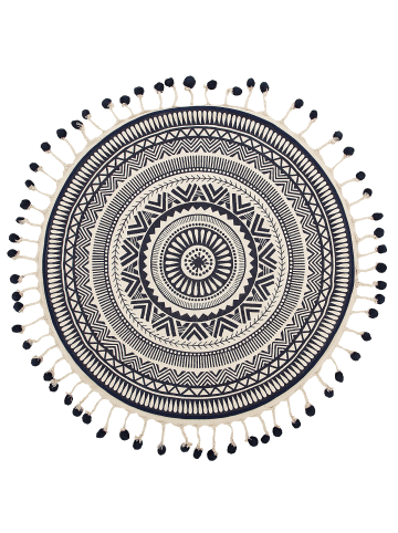 Beliani Kurzflor TATVAN in Blau/Weiß - (W) 120 x (H) 2 x (L) 120 cm