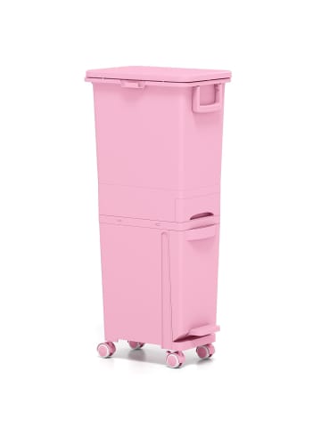 COSTWAY Mülleimer 2 Fächer 40 x 26 x 84 cm in Rosa