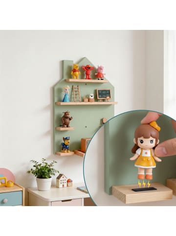 relaxdays Toniebox Regal "Haus" in Salbei - (B)28 x (H)43 x (T)17 cm