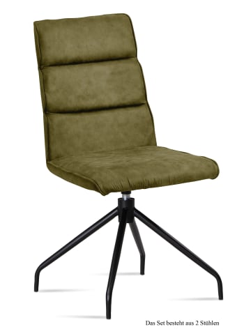 58 aufm Kessel ESSZIMMERSTUHL drehbar (2er-Set) Domini 47x92x60 Schwarz/Olivgrün