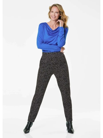 GOLDNER Stilvolle Stoffhose mit Schlupfbund in marine / gemustert