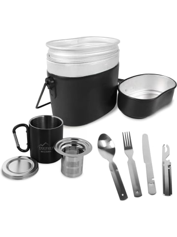 Normani Outdoor Sports Kochgeschirr, Tasse, Besteck, Teesieb in Schwarz
