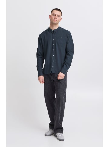 BLEND Langarmhemd BHBOBBY Shirt mandarin in Blau