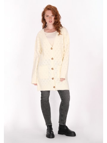 DreiMaster Damen Cardigan in Wollweiss Melange