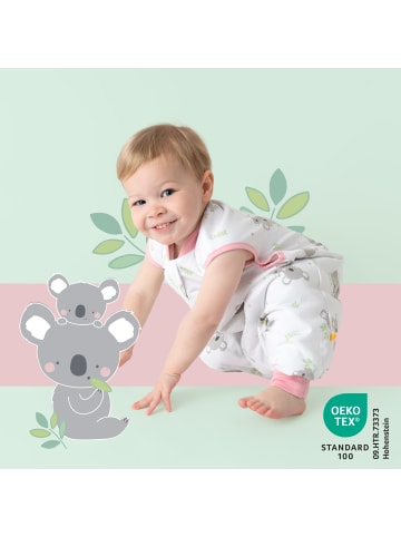 Schlummersack Schlafsack mit Füßen und umklappbaren Bündchen 1.0 TOG in Rosa-Weiß