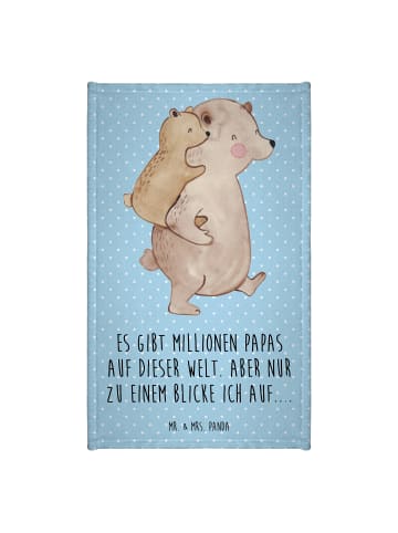 Mr. & Mrs. Panda Gästehandtuch Papa Bär mit Spruch in Blau Pastell