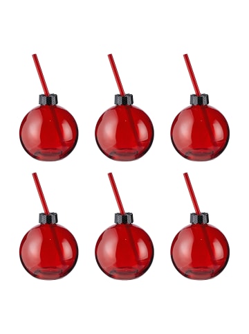 Butlers Kugel SANTA'S BUBBLE m.Trinkhalm 6er-Set in Rot