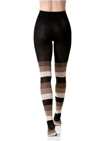 Yenita® Strickstrumpfhose Baumwoll-Strumpfhose in braun-beige-schwarz