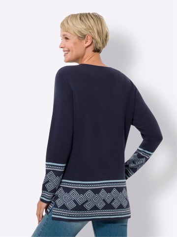 Sieh an! Long-Pullover in marine-himmelblau