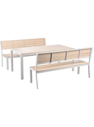 Beliani 3-tlg Gartentisch Set COMO in Beige/Weiß