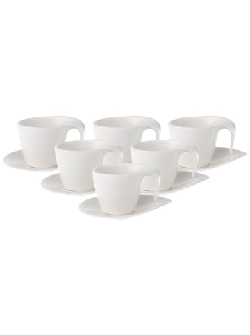 Villeroy & Boch 6er Set Frühstückstassen mit Untertassen Flow 250 ml weiß in weiß