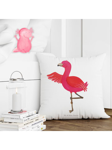 Mr. & Mrs. Panda Kissen Flamingo Yoga ohne Spruch in Weiß