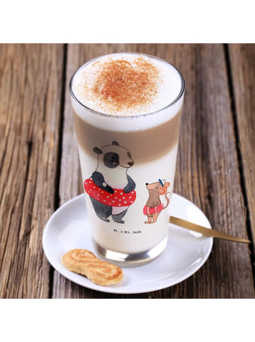 Mr. & Mrs. Panda Latte Macchiato Glas Otter Schwimmen ohne Spruch in Transparent