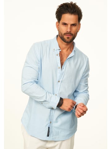 behype Langarmhemd - aus Leinen im Regular-Fit Sommerhemd in Hellblau
