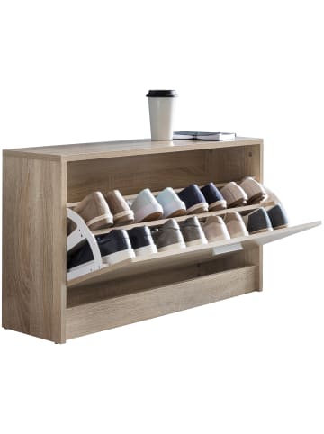 KADIMA DESIGN Holz Schuhkipper Bank mit Ablagefach & 2 Unterfächern in Beige