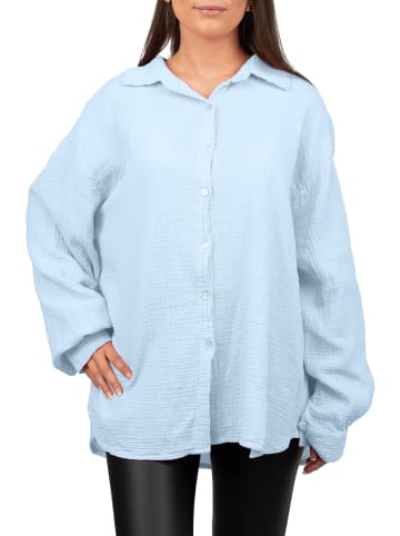 Reichstadt Damen Relaxed Fit Bluse Musselin in Baby Blue