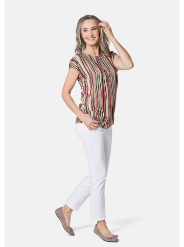 GOLDNER Kurzgröße:  Halbarmbluse, überschnittene Schulter in bunt / gestreift