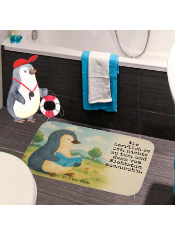 Mr. & Mrs. Panda Badezimmer Matte Pinguin Buch Design mit Spruch in Weiß