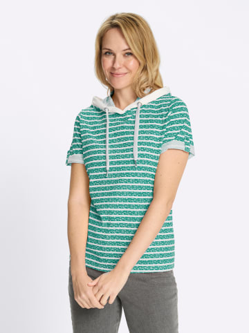 Sieh an! Kapuzen-Shirt in smaragd-ecru-bedruckt