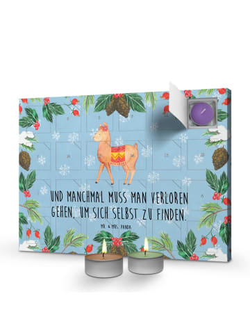Mr. & Mrs. Panda Duftkerzen Adventskalender Alpaka Stolz mit Spruch in Blau Pastell