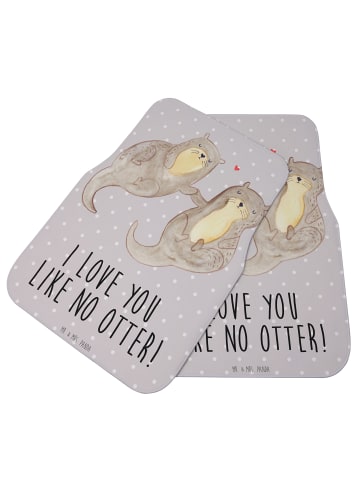 Mr. & Mrs. Panda Autoteppich Otter Hände halten mit Spruch in Grau Pastell