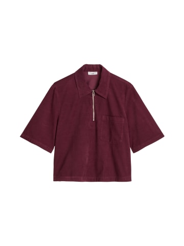 Marc O'Polo DENIM Feincord-Kurzarm-Bluse cropped in Light Graphite