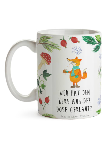 Mr. & Mrs. Panda Tasse Fuchs Keksdose mit Spruch in Weiß