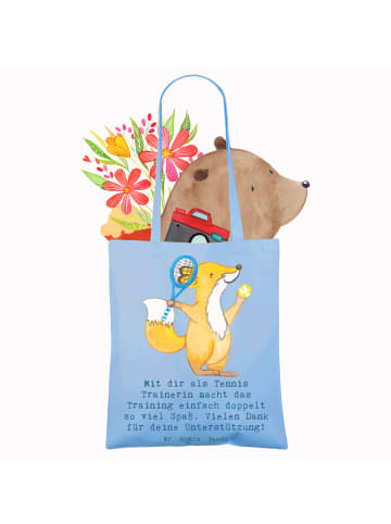 Mr. & Mrs. Panda Shopping Tasche Tennis Trainerin Spaß mit Spruch in Sky Blue