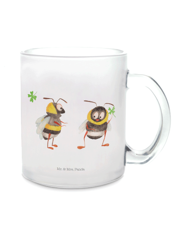 Mr. & Mrs. Panda Trinkglas Hummeln Kleeblatt ohne Spruch in Transparent