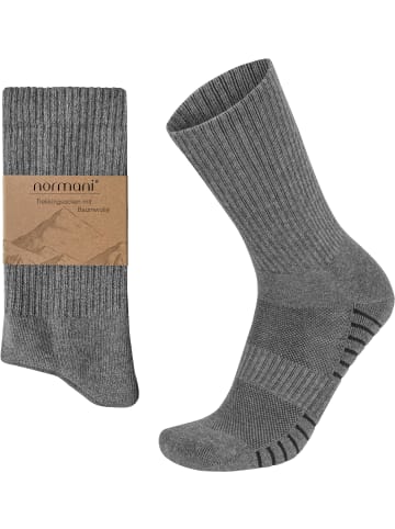 normani 4 Trekkingwollsocken mit Polstersohle und Komfortbund in Grau