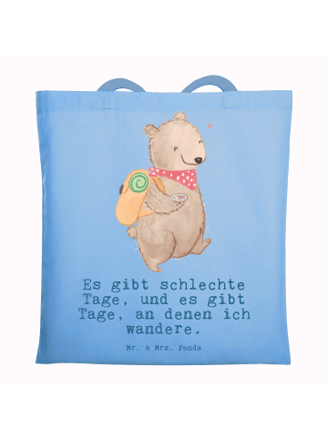 Mr. & Mrs. Panda Tragetasche Bär Wandern mit Spruch in Sky Blue