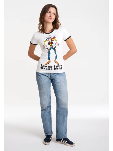 Logoshirt T-Shirt Lucky Luke in weiss-dunkelblau