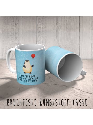 Mr. & Mrs. Panda Kunststoffbecher Pinguin Luftballon mit Spruch in Eisblau