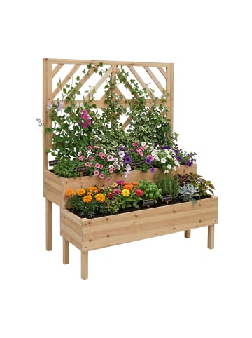 relaxdays Blumenkasten mit Spalier in Natur - (B)109 x (H)135 x (T)62 cm