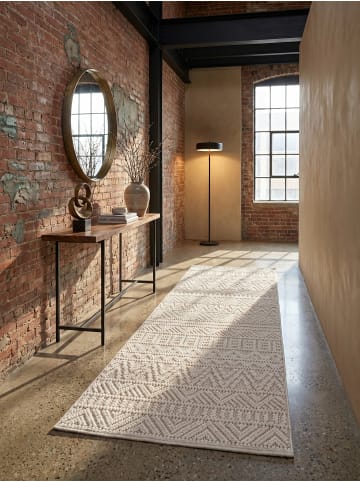 KADIMA DESIGN Flachgewebe-Teppich Ethno Streifen Boho Pflegeleicht in Creme