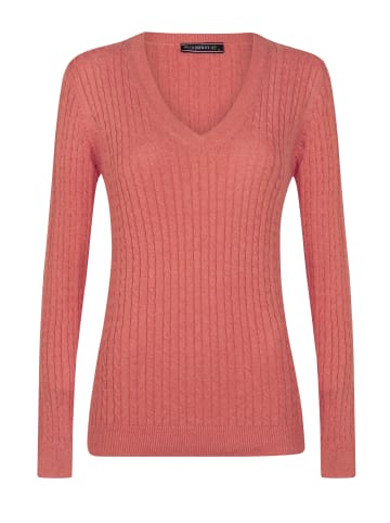 Felix Hardy Feinstrick Zopfmuster V-Ausschnitt Pullover in pink