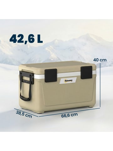 Outsunny Kühlbox in Khaki 66,6L x 38,5B x 40H cm