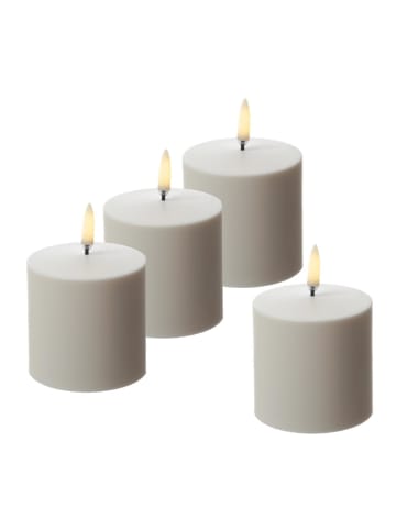 Uyuni 4x LED Kerzen aufladbar Timer für Außen 6,8x6,8cm in weiß