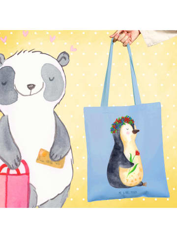 Mr. & Mrs. Panda Shopper Pinguin Blumen ohne Spruch in Sky Blue