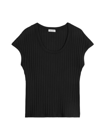 Marc O'Polo Pointelle-T-Shirt slim in Schwarz