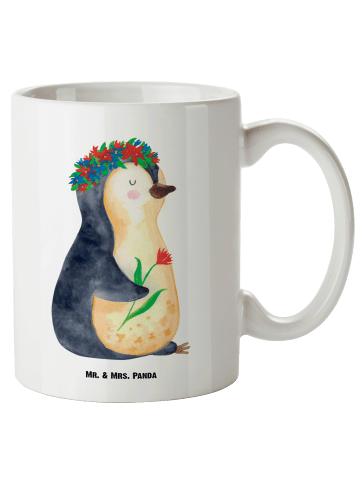 Mr. & Mrs. Panda Tasse Pinguin Blumen ohne Spruch in Weiß