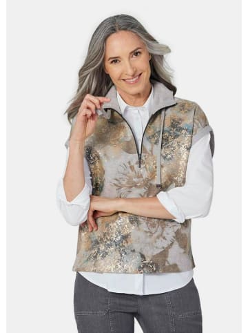 GOLDNER Kurzgröße:  Sweatshirt Kurzarm Sweatshirt in graumelange / gemustert