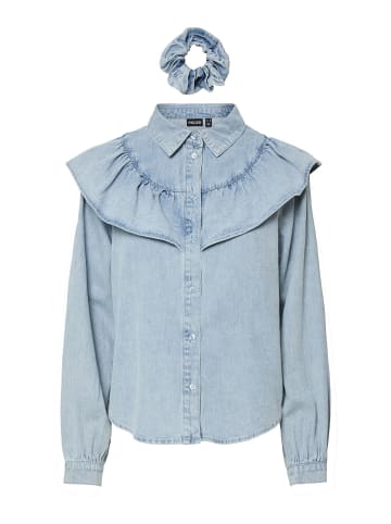 Pieces Jeanshemd in Light Blue Denim