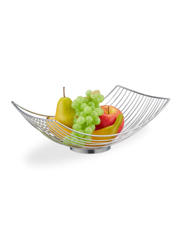 relaxdays Obstschale in Silber - (B)32,5 x (H)11,5 x (T)24 cm