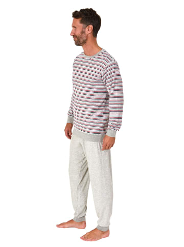 NORMANN langarm Frottee Schlafanzug Pyjama Bündchen - 82251 in grau