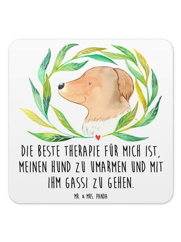 Mr. & Mrs. Panda Bierdeckel Hund Blumen mit Spruch in Weiß