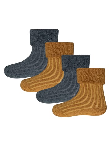 ewers 4er-Set Socken Struktur in toffee - anthrazit