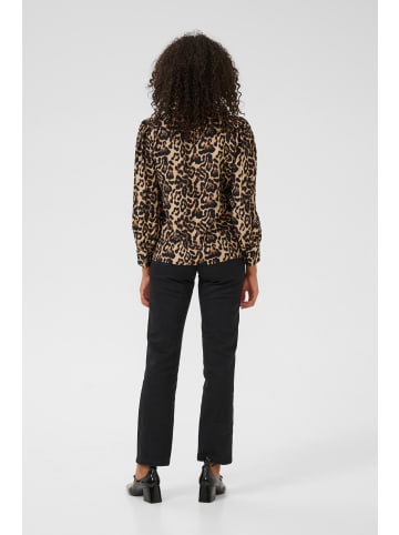 Kaffe Langarm-Bluse KAhannah Regular fit in Naturel Leopard Print