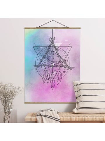 WALLART Stoffbild mit Posterleisten - Boho Traumfänger Aquarell in Violett